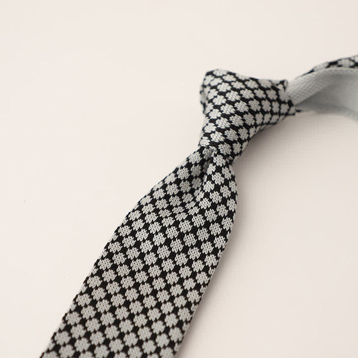 Corbata de punto con estampado de lunares y copos de nieve para hombre