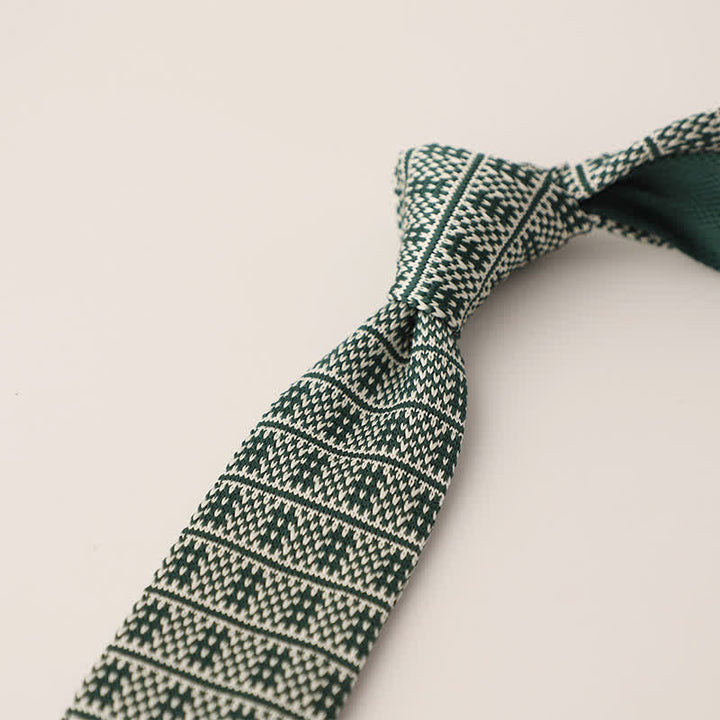Corbata de punto con estampado de lunares y copos de nieve para hombre