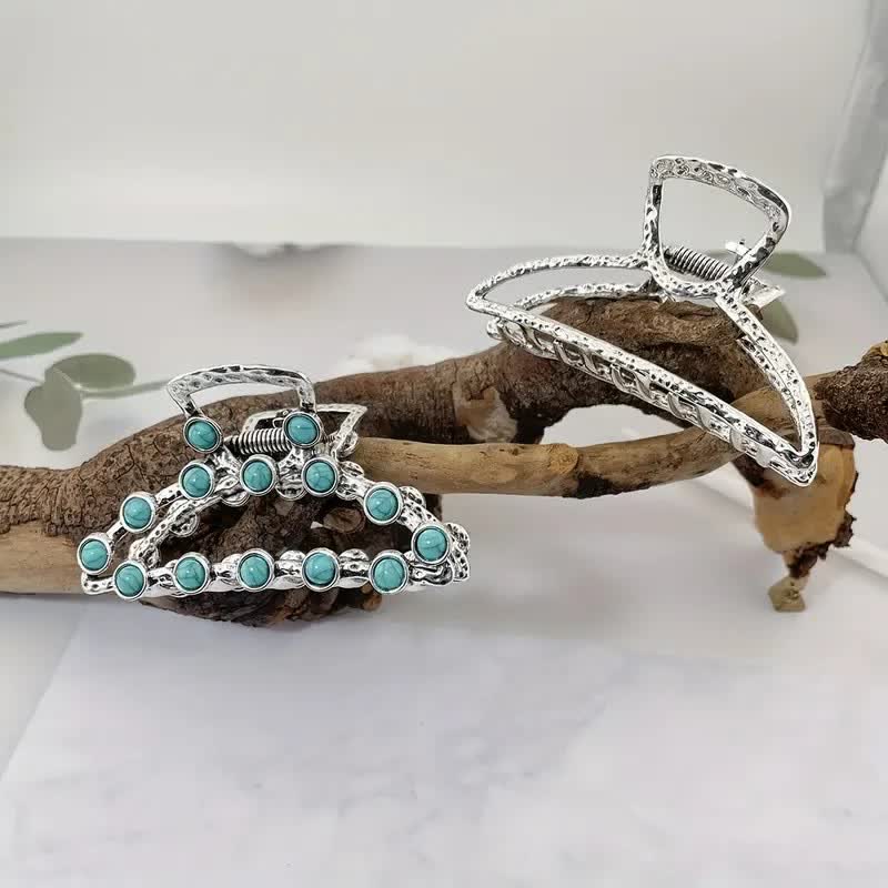 Pinza para el pelo estilo antiguo con diseño retro azul turquesa para mujer