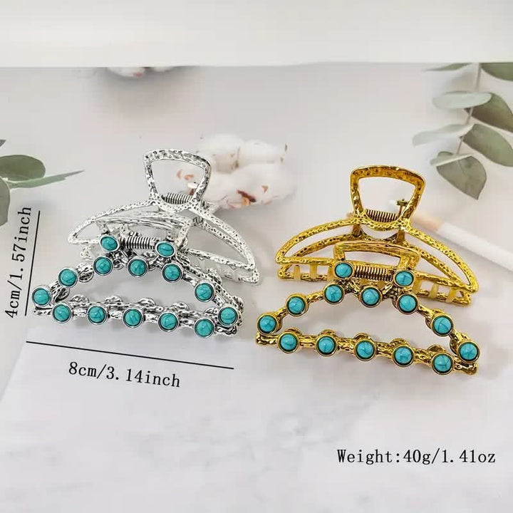 Pinza para el pelo estilo antiguo con diseño retro azul turquesa para mujer