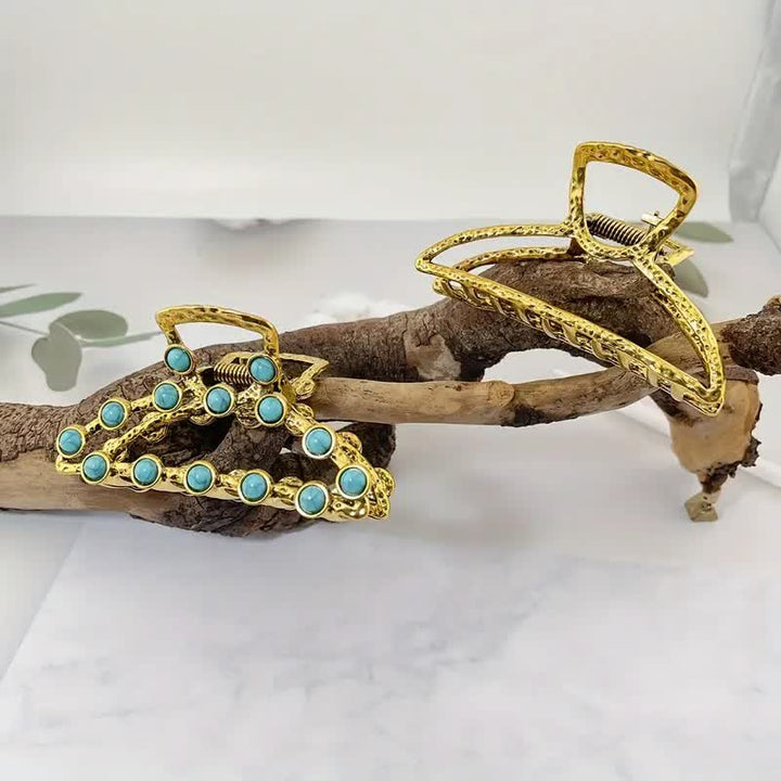 Pinza para el pelo estilo antiguo con diseño retro azul turquesa para mujer