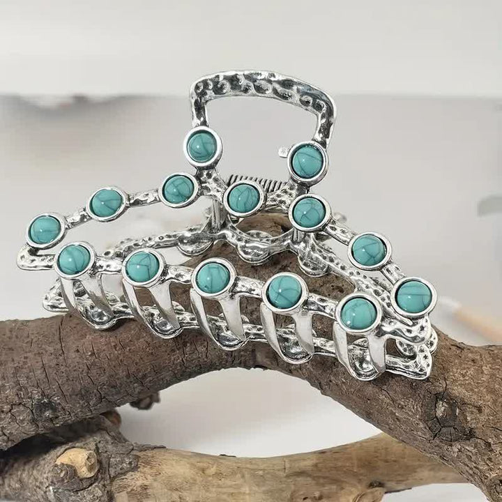 Pinza para el pelo estilo antiguo con diseño retro azul turquesa para mujer