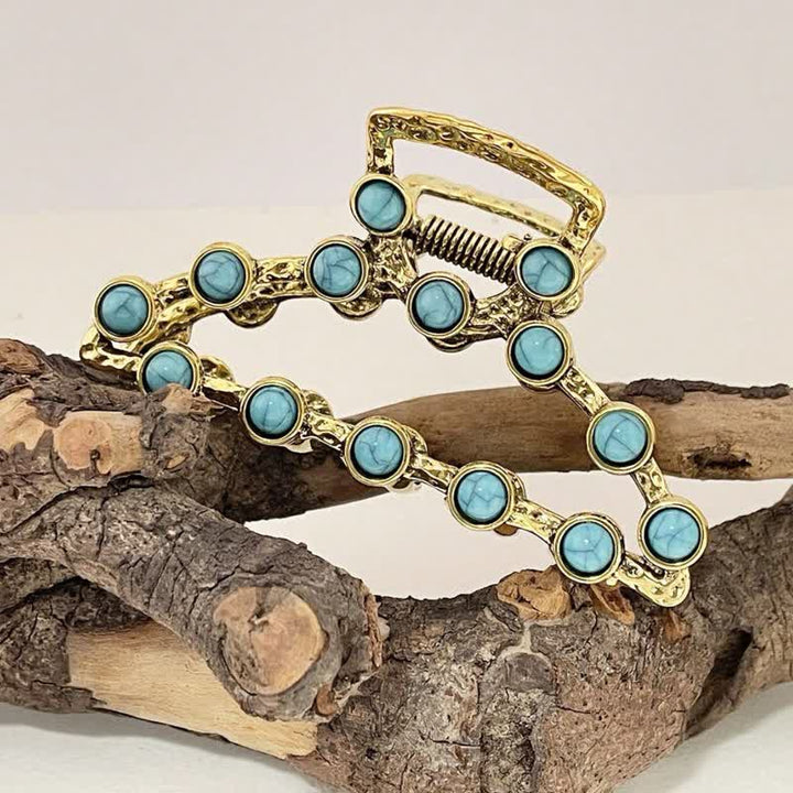Pinza para el pelo estilo antiguo con diseño retro azul turquesa para mujer