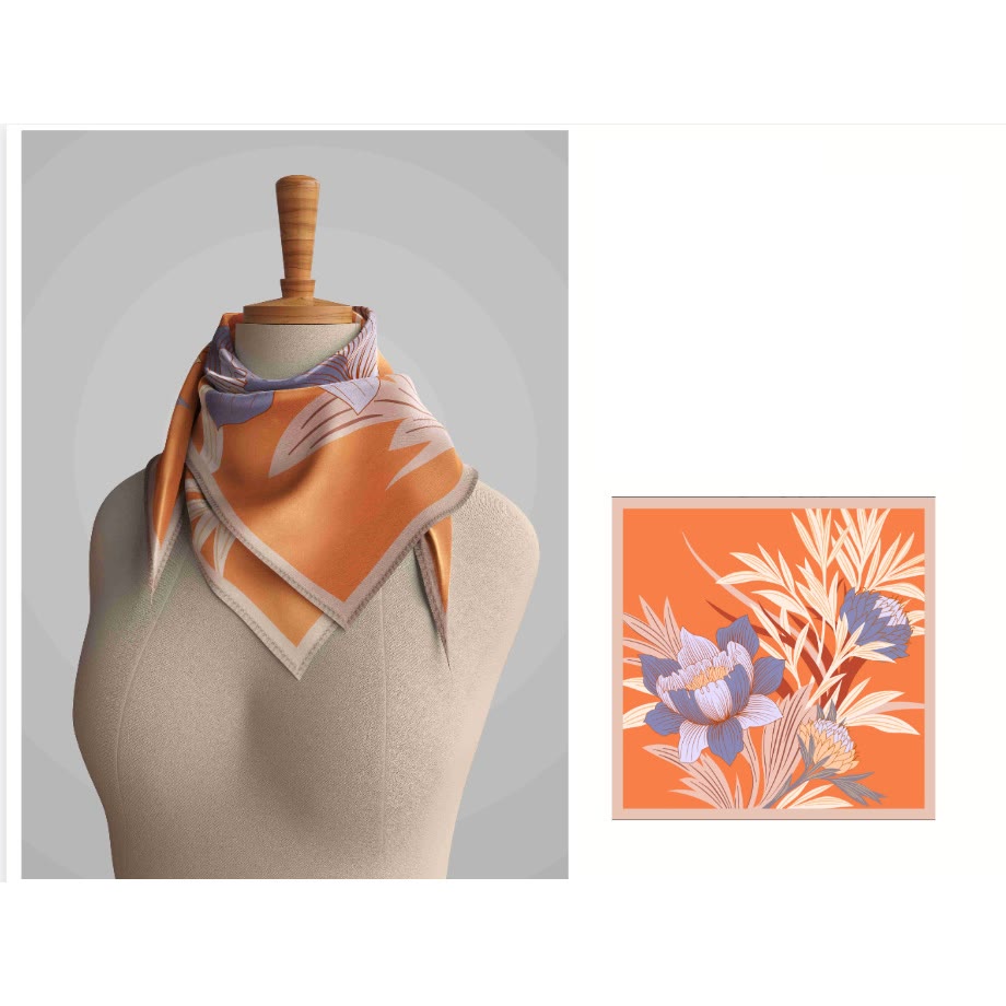 Bufanda fina de seda con estampado floral Protea para mujer