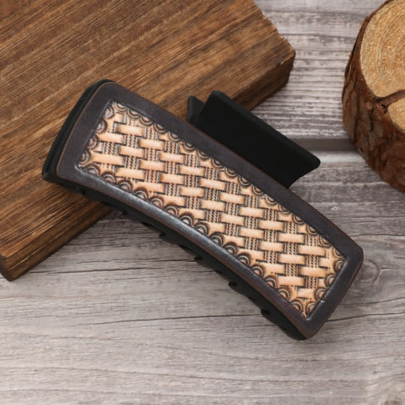 Pinza para el pelo con estampado de girasoles en color café oscuro para mujer