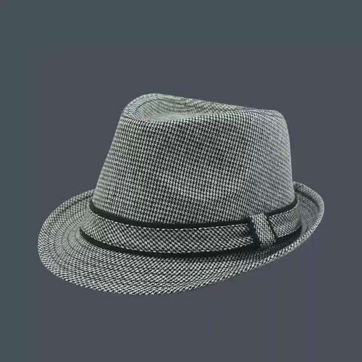 Sombrero Fedora de verano con estampado de pata de gallo y cuadros escoceses británicos para hombre