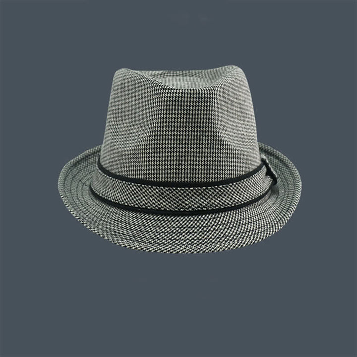 Sombrero Fedora de verano con estampado de pata de gallo y cuadros escoceses británicos para hombre