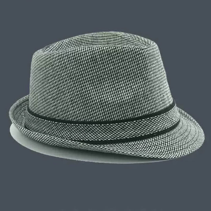 Sombrero Fedora de verano con estampado de pata de gallo y cuadros escoceses británicos para hombre