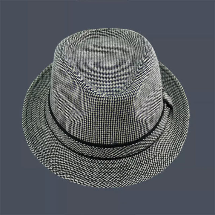 Sombrero Fedora de verano con estampado de pata de gallo y cuadros escoceses británicos para hombre