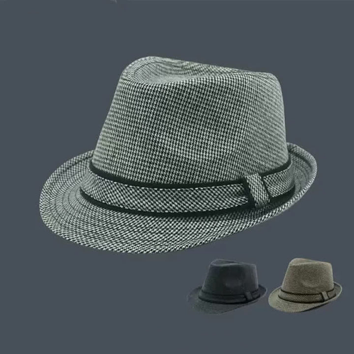 Sombrero Fedora de verano con estampado de pata de gallo y cuadros escoceses británicos para hombre