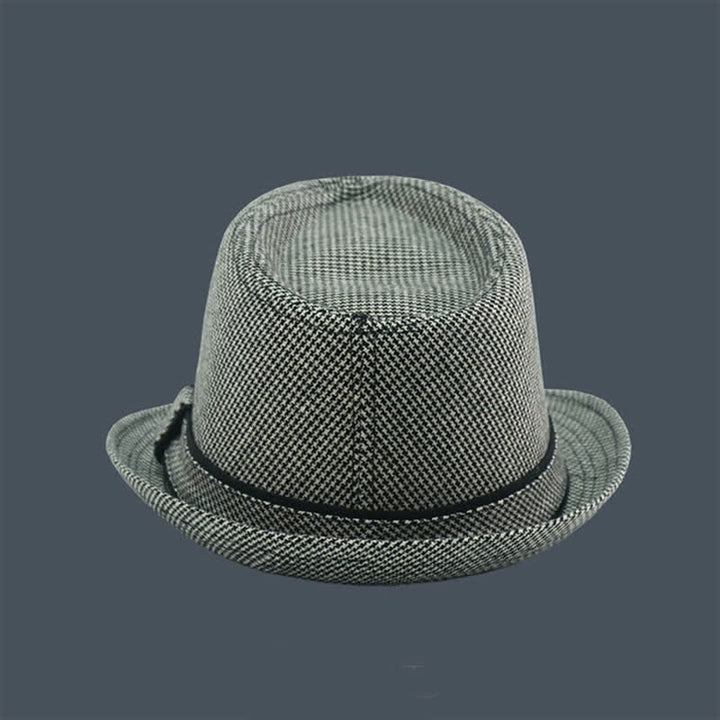 Sombrero Fedora de verano con estampado de pata de gallo y cuadros escoceses británicos para hombre