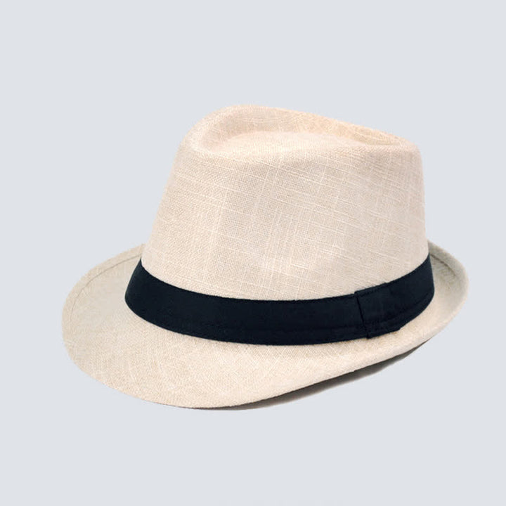Sombrero Fedora de verano con cinta negra simple para hombre