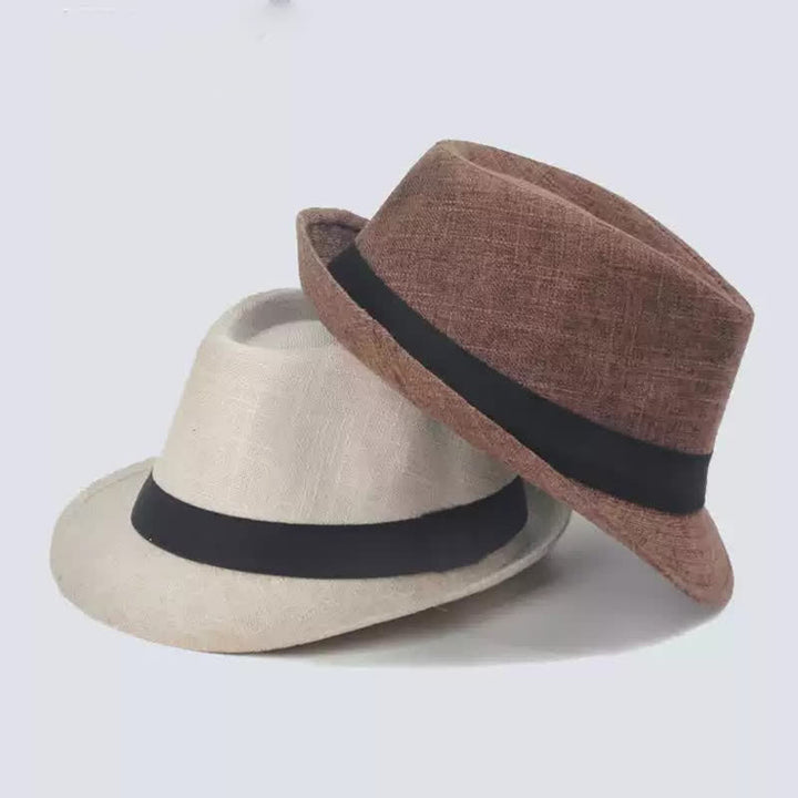 Sombrero Fedora de verano con cinta negra simple para hombre