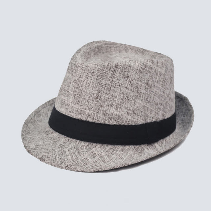 Sombrero Fedora de verano con cinta negra simple para hombre