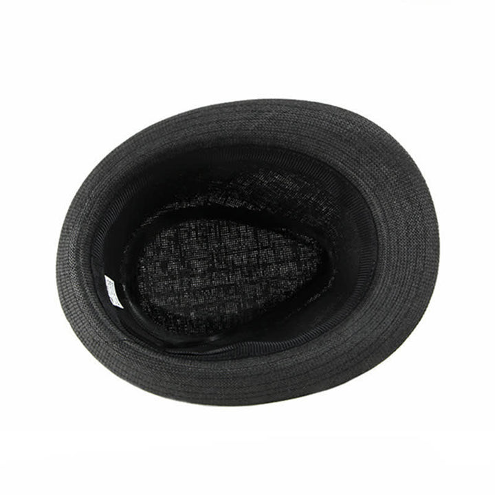 Sombrero Fedora de paja con decoración de cuero informal y elegante para hombre