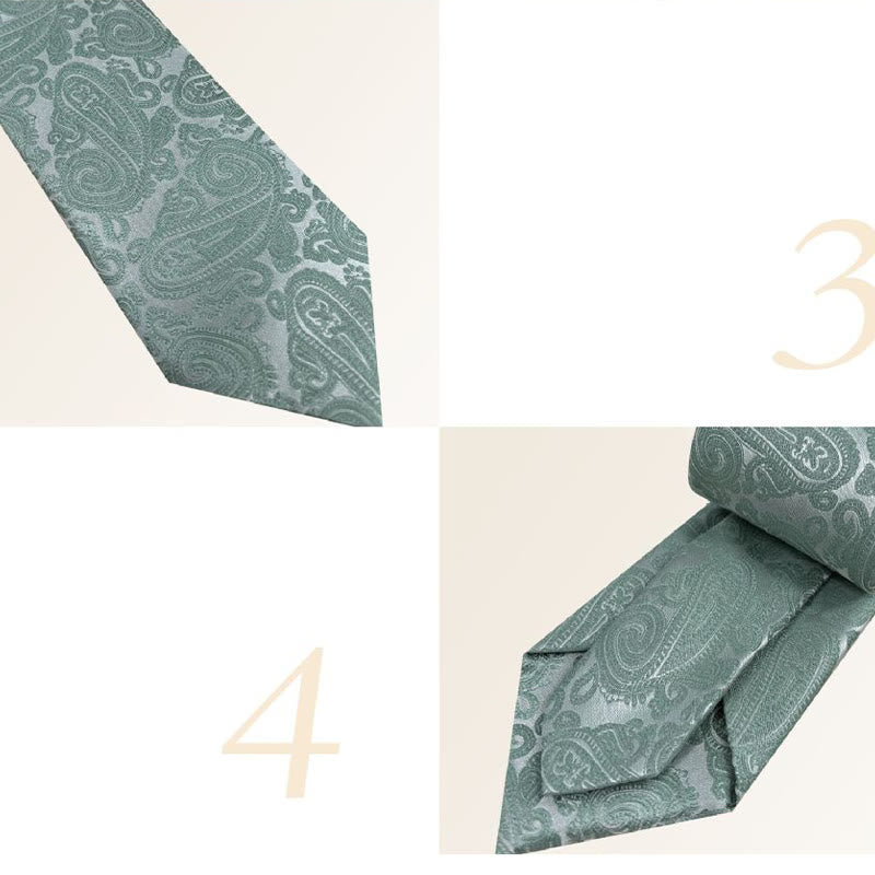 Corbata de poliéster jacquard con estampado floral verde para hombre