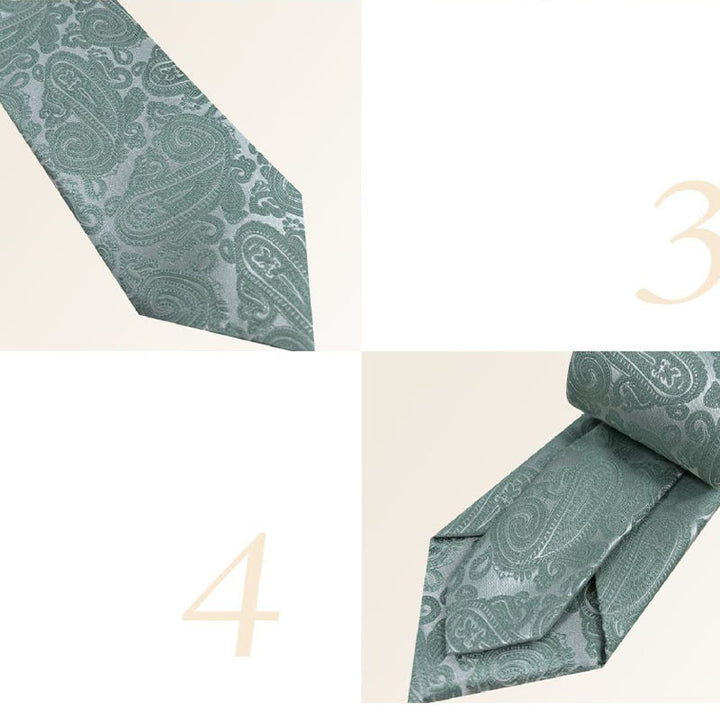Corbata de poliéster jacquard con estampado floral verde para hombre