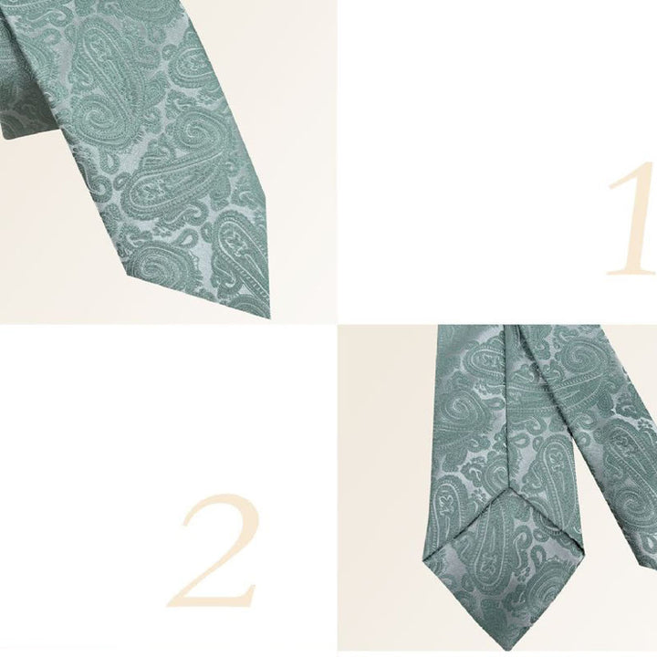 Corbata de poliéster jacquard con estampado floral verde para hombre