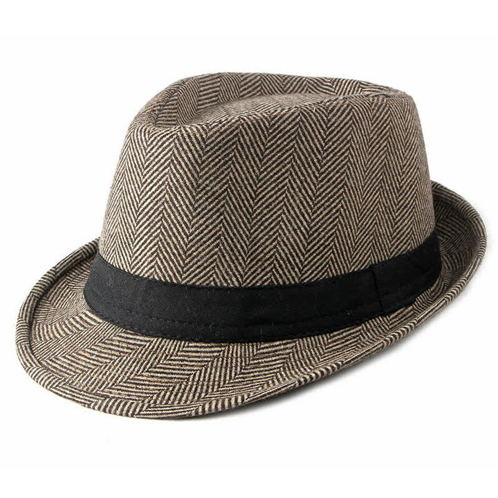 Sombrero Fedora con lazo negro y diseño de espiga para caballeros