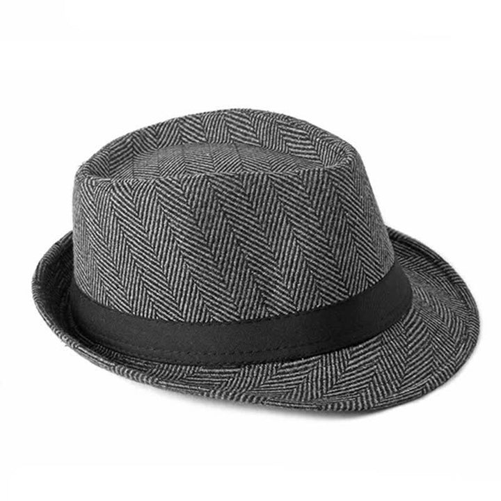 Sombrero Fedora con lazo negro y diseño de espiga para caballeros