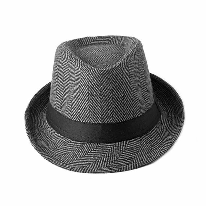 Sombrero Fedora con lazo negro y diseño de espiga para caballeros