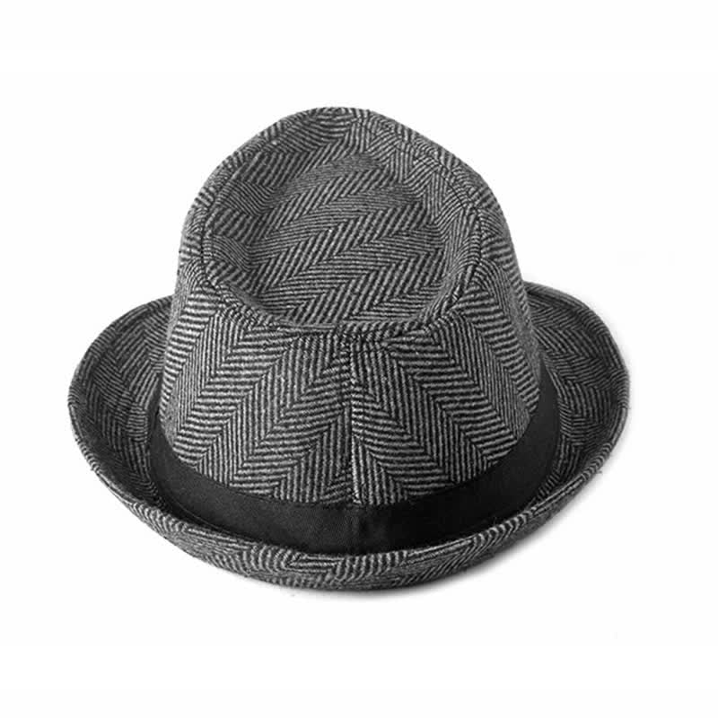 Sombrero Fedora con lazo negro y diseño de espiga para caballeros