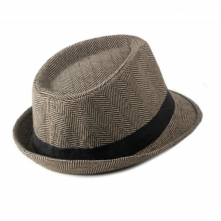 Sombrero Fedora con lazo negro y diseño de espiga para caballeros