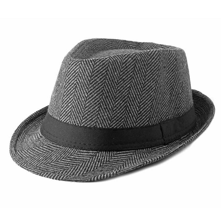 Sombrero Fedora con lazo negro y diseño de espiga para caballeros