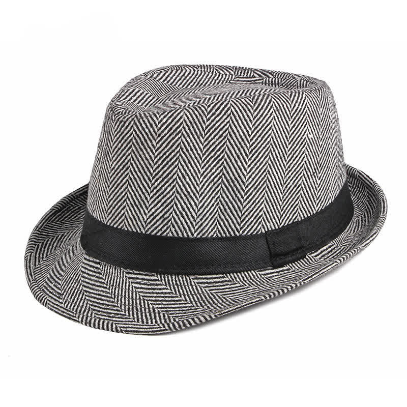Sombrero Fedora con lazo negro y diseño de espiga para caballeros