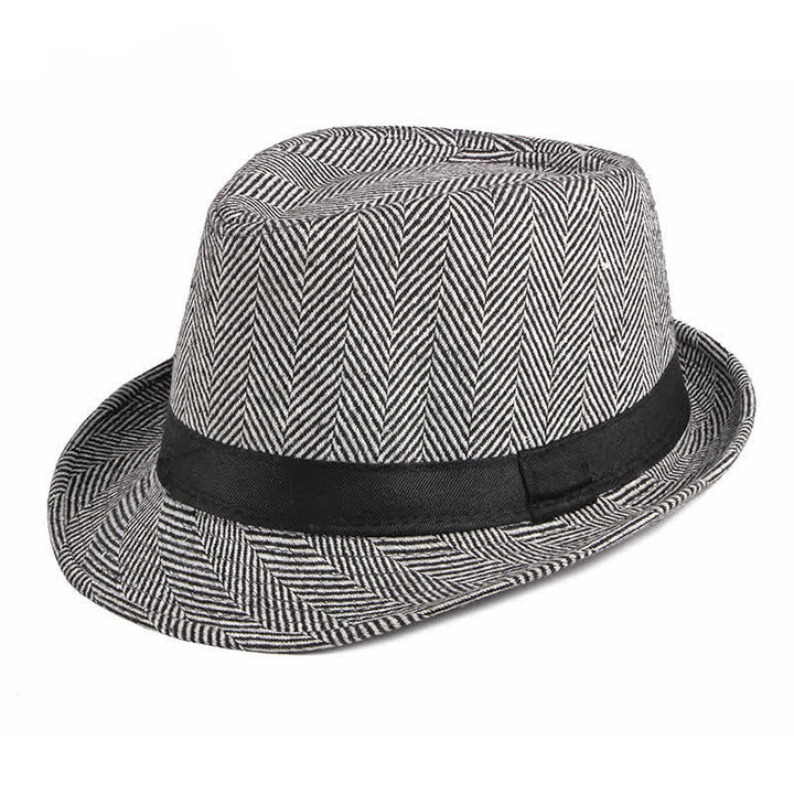 Sombrero Fedora con lazo negro y diseño de espiga para caballeros