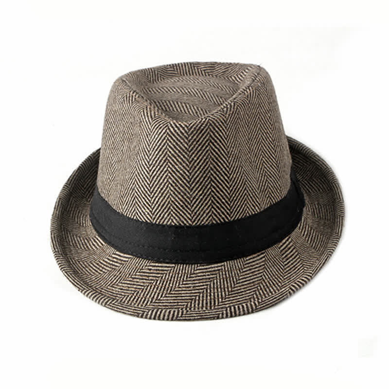 Sombrero Fedora con lazo negro y diseño de espiga para caballeros