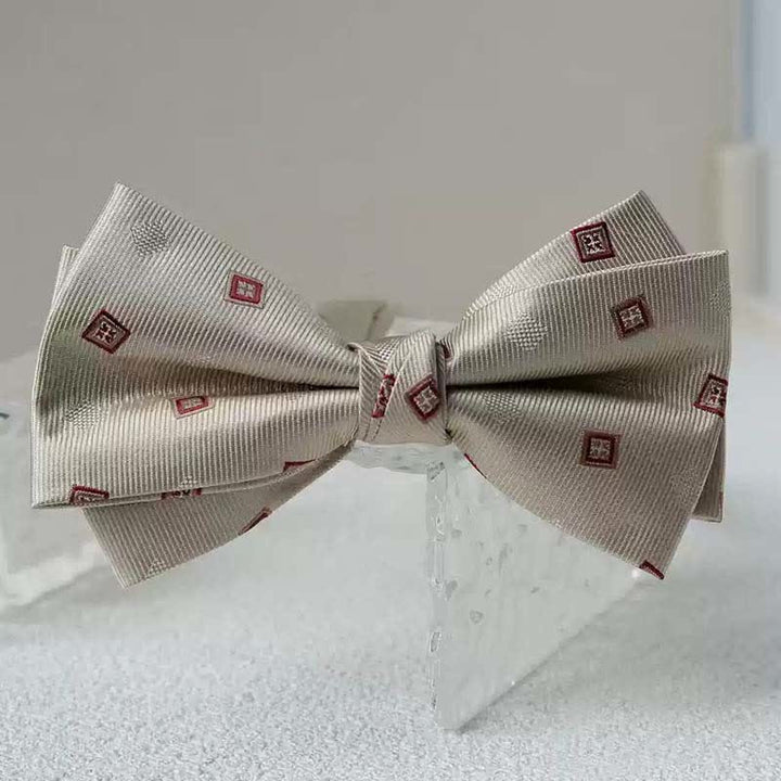 Pajarita con pañuelo de doble capa con estampado vintage para hombre