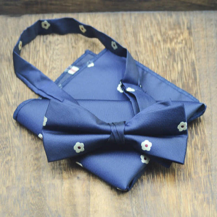 2 piezas de pajarita con pañuelo estampado de flores para hombre