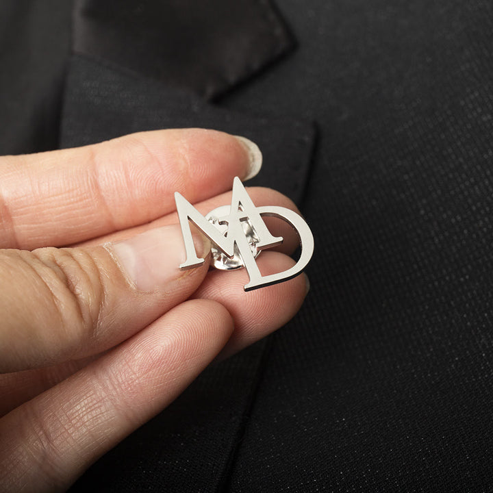 Broche con letras iniciales personalizado, accesorios de acero inoxidable