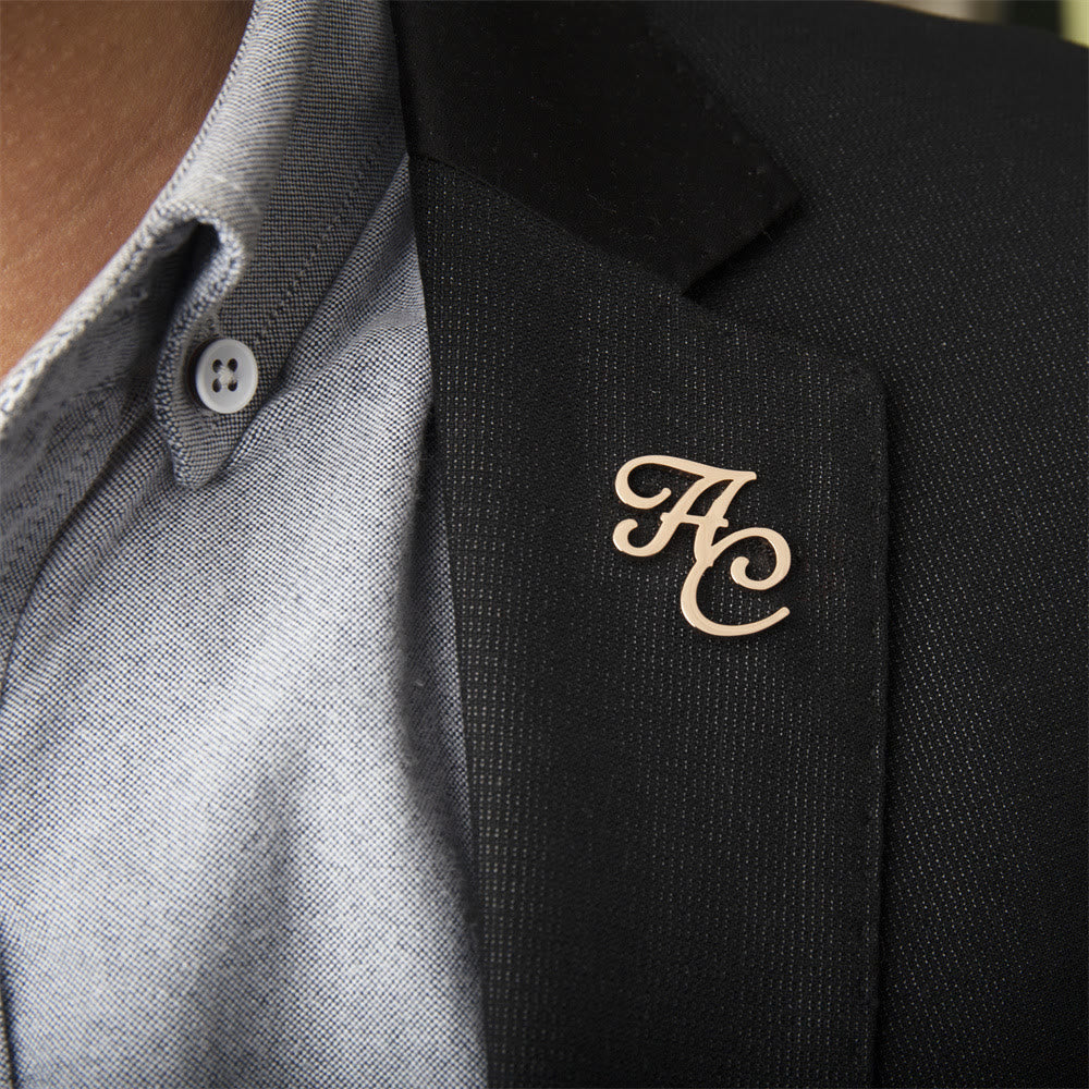 Broche con letras iniciales personalizado, accesorios de acero inoxidable