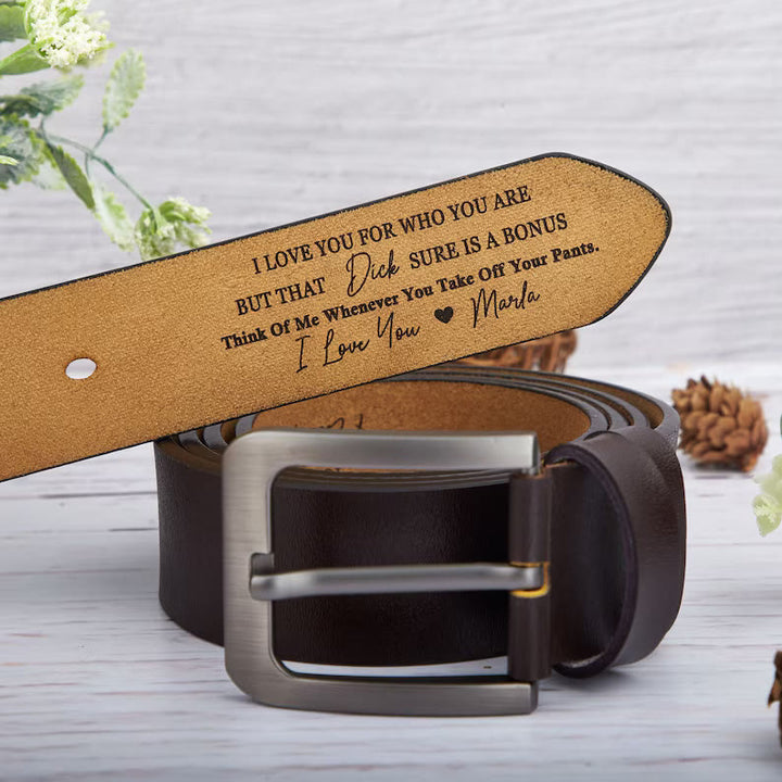 Cinturón de cuero personalizado con nombres grabados, regalo cálido