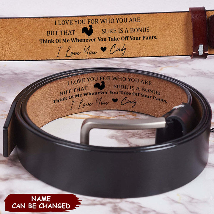 Cinturón de cuero personalizado con nombres grabados, regalo cálido