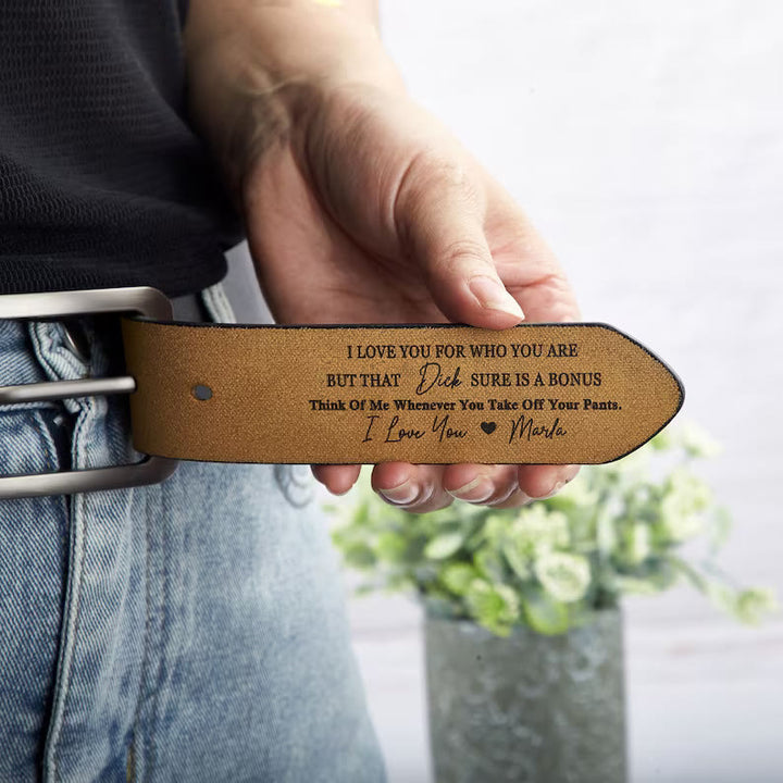 Cinturón de cuero personalizado con nombres grabados, regalo cálido