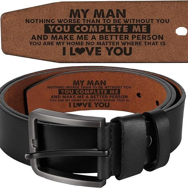 Cinturón de cuero personalizado con nombres grabados, regalo cálido