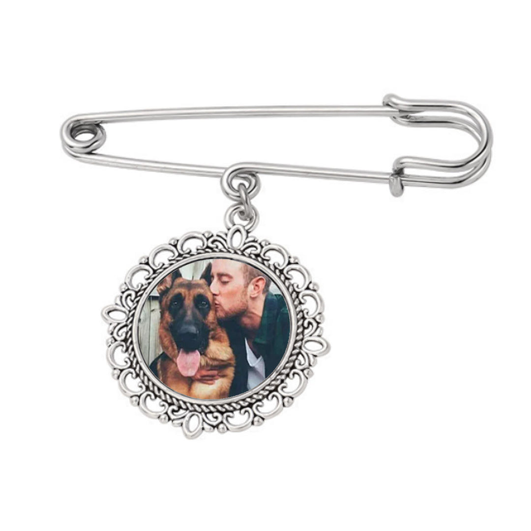 Broche personalizado con fotos Broche colgante redondo de acero inoxidable