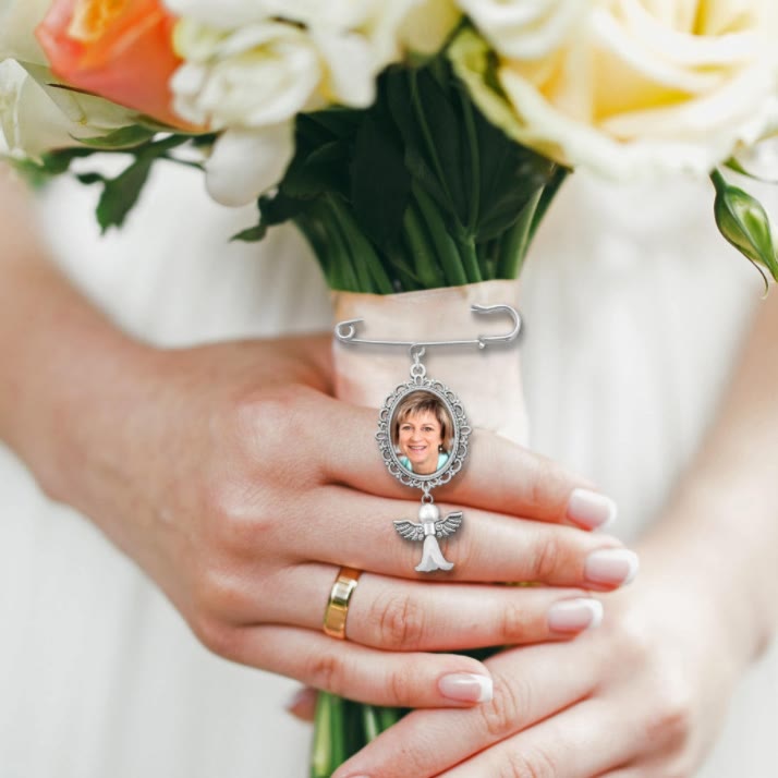 Personaliza tus fotos Broche con colgante de ángel Broche