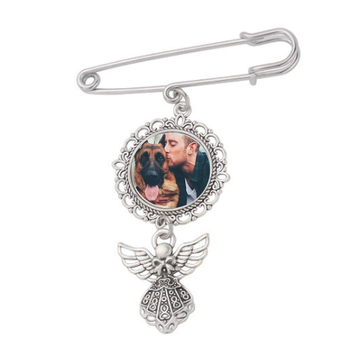 Personaliza tus fotos Broche con colgante de ángel Broche