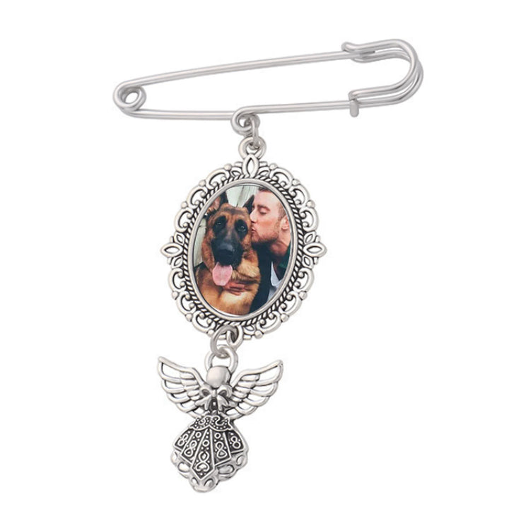 Personaliza tus fotos Broche con colgante de ángel Broche