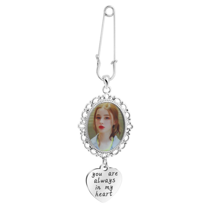 Personaliza tu broche con fotos con un cálido regalo de boda Taxt