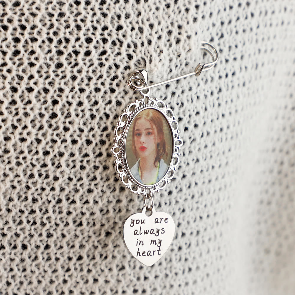 Personaliza tu broche con fotos con un cálido regalo de boda Taxt