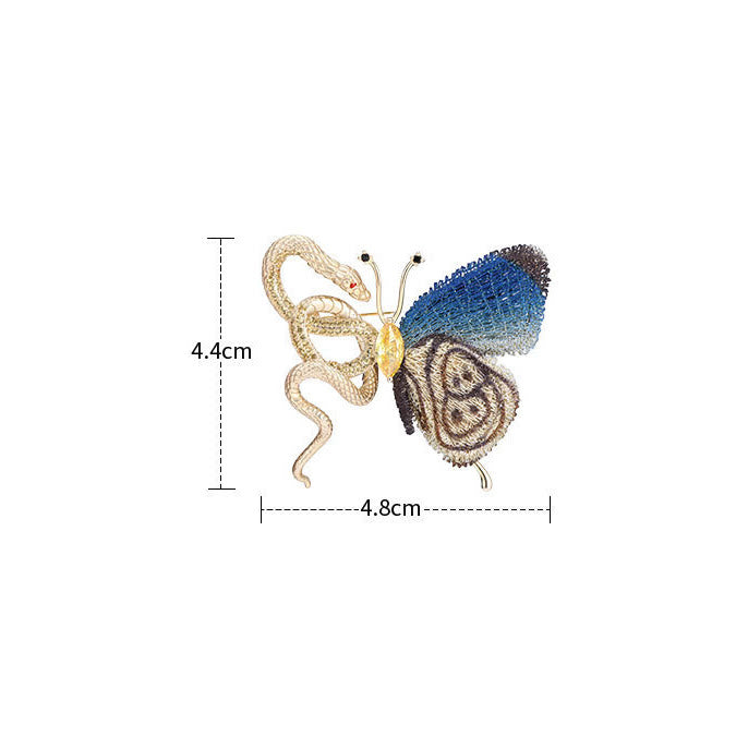 Broche de serpiente y mariposa, accesorio metálico para camisa