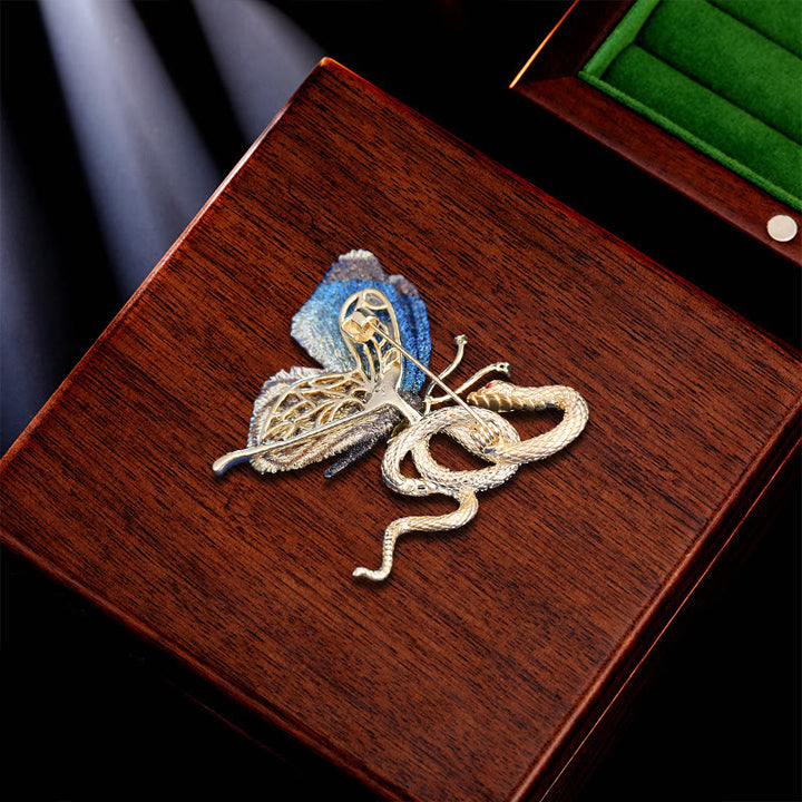 Broche de serpiente y mariposa, accesorio metálico para camisa