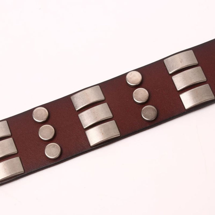 Cinturón de cuero genuino para hombre con remaches punk