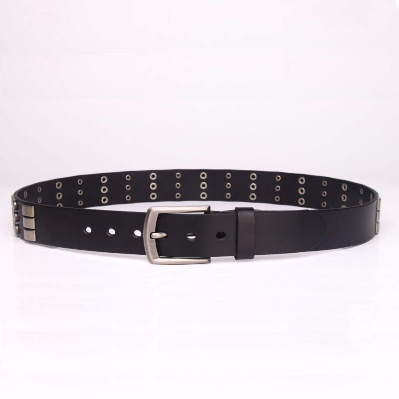 Cinturón de cuero genuino para hombre con remaches punk