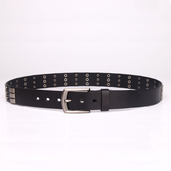 Cinturón de cuero genuino para hombre con remaches punk